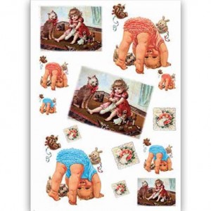 Рисовая бумага для декупажа Kalit IRP0168 "Малыши играют", 32х45 см